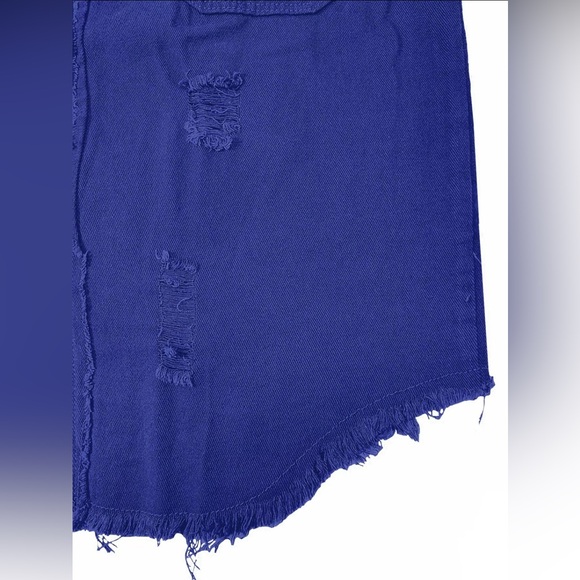 New In Package, Women's Plain Button Front Ripped
Coat, XL, Royal Blue - Picture 2 of 8